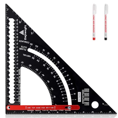 12 Inch Aluminum Carpenter Square, Woodworking Adjustable Rafter Framing Square, Measuring Angle Large Triangle Ruler Layout Tool, Multifunctional Carpentry Square, Gift for Carpenters - color: 12 Inch