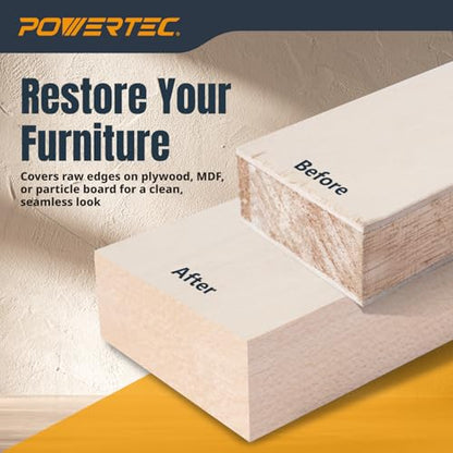 POWERTEC Maple Edge Banding – 13/16" x 50 Ft Pre-Glued Veneer Edging Tape Roll for Cabinet Repair, Furniture Restoration, Shelving & DIY Projects (72370) - color: Maple