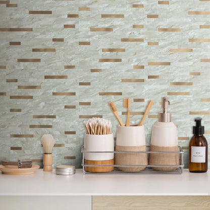 AULIGET 2 Sheets Faux Stone Peel and Stick Backsplash, Light Brown Marble Look PVC Wall Tiles Stick on Backsplash for Kitchen - color: Light Brown, size: 2 Sheets, 6"x12"x0.12"