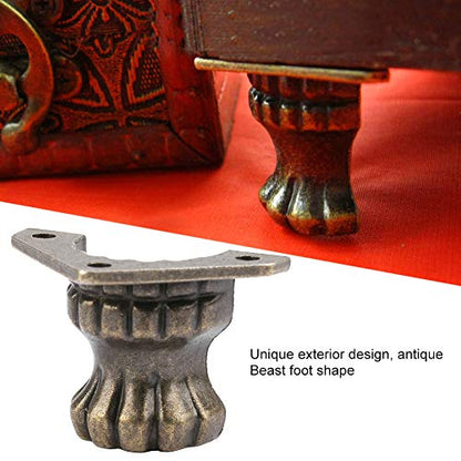Walfront 4Pcs Furniture Legs Antique Jewelry Chest Meuble Wood Box Decorative Feet Leg Corner Protector Metal Furniture Legs for Cabinet Sofa TV Stand Bookcase