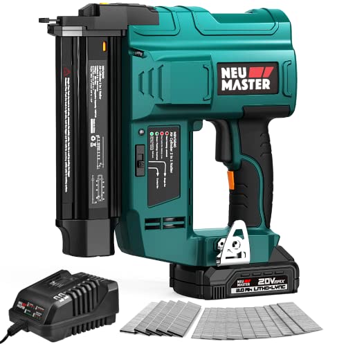 NEU MASTER Nail Gun Cordless with Battery, 2 in 1 Brad Nailer/Staple Gun