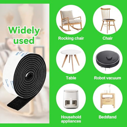 Felt Strips with Adhesive Backing, 2 Felt Rolls 1x 60 Inches Black, Felt Tape with Adhesive Backing, Furniture Felt Strips - size: 2 Rolls 1x60 inch