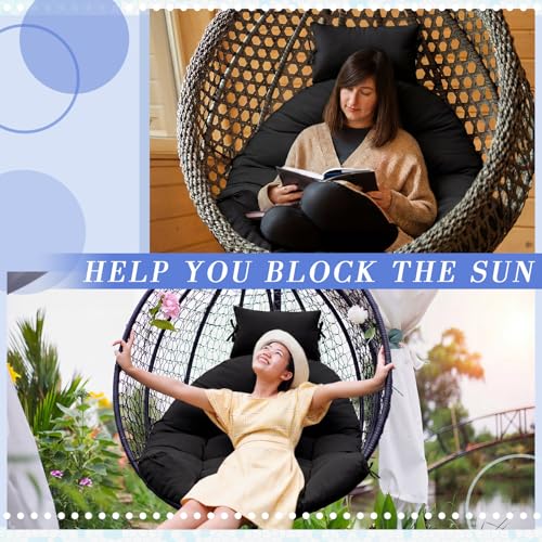 Tudomro Waterproof Egg Chair Cushion with Pillow Filling 2.58 kg Replacement Rocking Wicker Chair Cushion 48" x 32" High Back Hanging Swing Hammock Pad Thicken for Outdoor Patio Garden(Black) - color: Black