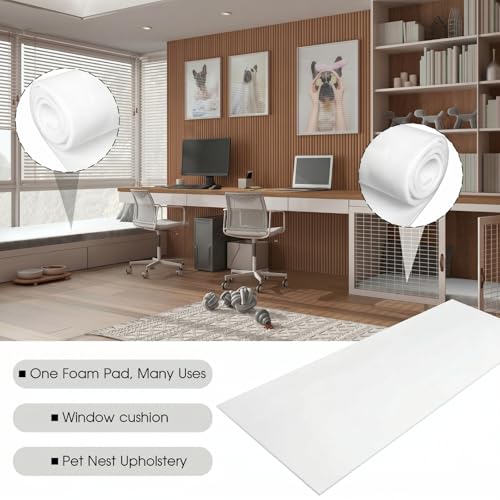 Amylove 1 Pack Upholstery Foam Sheet, 1/2" X 24" X 84",White - color: White, size: 1/2" X 24" X 84"