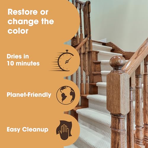 Furniture Clinic 8.5oz Natural Oak Wood Stain + 4 Pack Foam Brushes | Water Based | Fast Drying, Low Odor, & Non-Toxic | for Indoor & Outdoor Furniture and More
