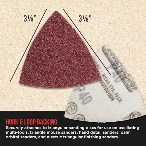 ProductionShop Premium Triangle Mouse Detail Sander Sandpaper Sheets, 160 Disc Variety Pack, Grits 40, 60, 80, 100, 120, 150, 180, 220, 320, 400, 600, 800 - Hook & Loop - Woodworking Furniture Tools - style: Variety Pack 160