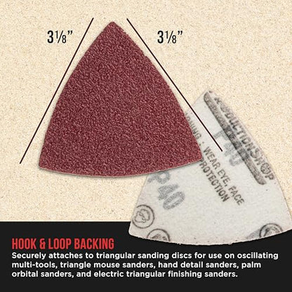 ProductionShop Premium Triangle Mouse Detail Sander Sandpaper Sheets, 160 Disc Variety Pack, Grits 40, 60, 80, 100, 120, 150, 180, 220, 320, 400, 600, 800 - Hook & Loop - Woodworking Furniture Tools - style: Variety Pack 160