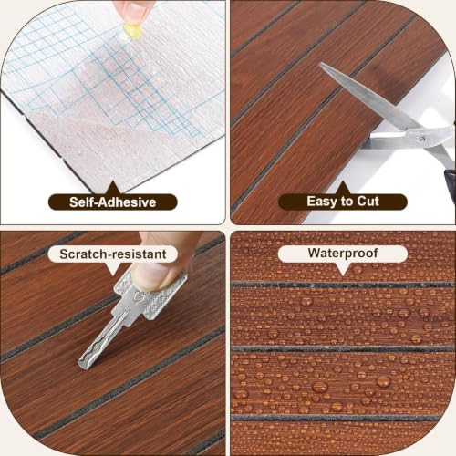Yun-aeon Peel and Stick Slat Wall Panel 15.75"X118" PVC Self-Adhesive Thick Medium Walnut Wood Grain Wallpaper Panel 3D Soundproof Wall Panels for Walls - color: Walnut 15.7*118in