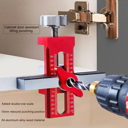 Cabinet Door Installation Jig, 2-in-1 Mounting Tool, Red - color: Red