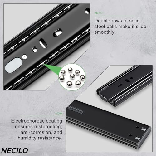 NECILO 20 Inch Soft Close Slides, 100lb Full Ext Ball Bearing, 1 Pair - size: 20 Inch