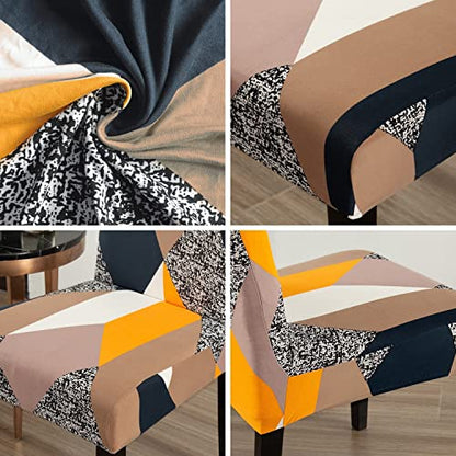 Stretch Chair Covers Slipcovers Set of 4 Printed Stretchable Dining Chair Slipcover Washable Removable for Kitchen,Hotel,Restaurant - color: Grey Rubik's Cube, size: 4