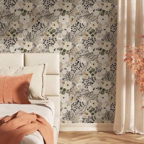 18"x236" Boho Cream/Brown Daisy Flower Peel and Stick Self Adhesive Wallpaper Removable Contact Paper Stick on Easy Peel Off Wall Paper for Kitchen Bedroom Bathroom Renter - color: Pink, White, size: 17.7" x 118"