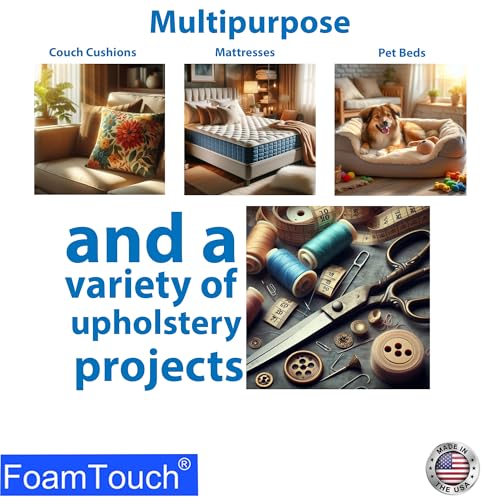 FoamTouch Upholstery Foam Cushion High Density 1" Height x 24" Width x 96" Length