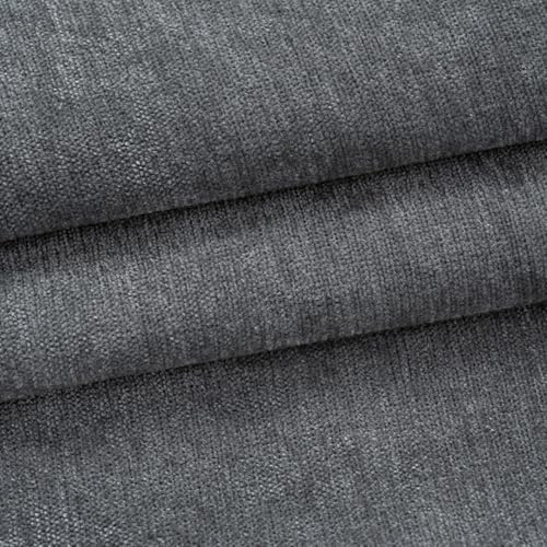 39x58 inches Soft Chenille Fabric for Upholstery, Crisp and Stylish Chenille Upholstery Fabric by the Yard(Dark Grey) - color: 03 Dark Grey, size: 39x58"