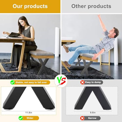28" Metal Coffee Table Legs, X-Type Set of 2, 71 cm H x 45 cm W - size: 28" X-Type