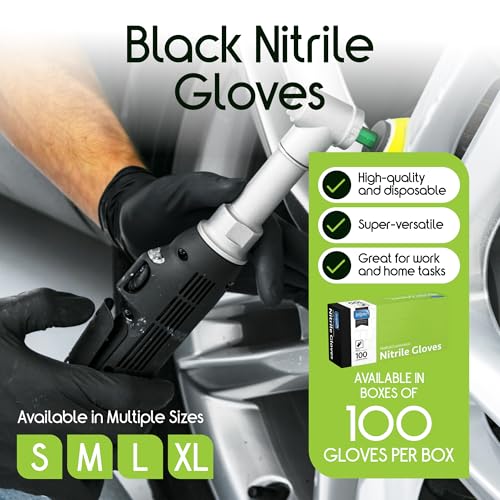 Inspire Black Nitrile Disposable Gloves | 4.5 Nitrile Disposable Safety Medical Cooking Cleaning Gloves - size: XX-Large, style: Black - Box of 100