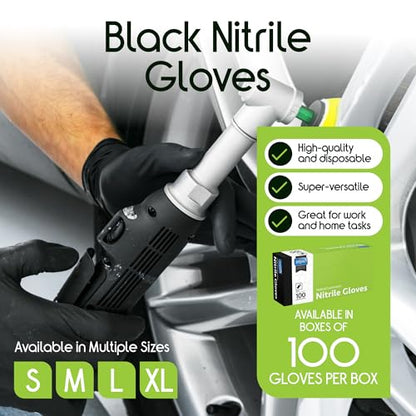 Inspire Black Nitrile Disposable Gloves | 4.5 Nitrile Disposable Safety Medical Cooking Cleaning Gloves - size: XX-Large, style: Black - Box of 100