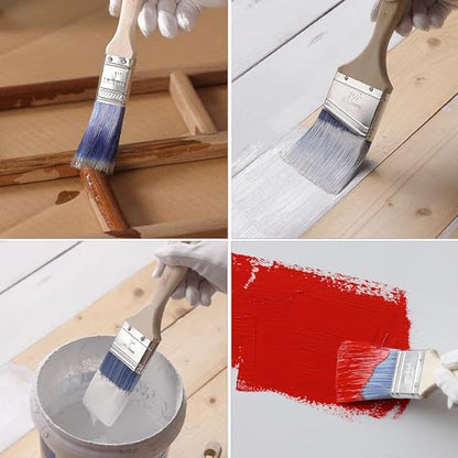 Bates 1.5-Inch Paint Brushes, 18 Pack - Treated Wood Handle, Stain & Wall Brushes, Furniture Paint Brush - color: Wood Handle Angle, size: 18 Pack, 1.5"