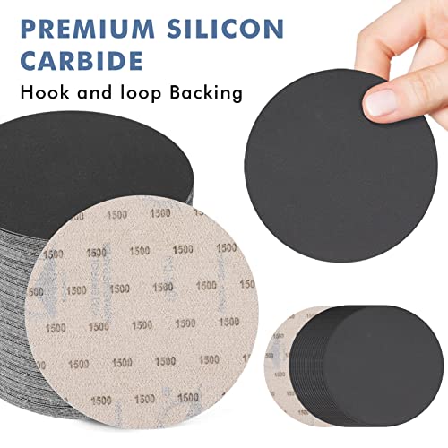 6 Inch 25 PCS 1500 Grit Sanding Disc Wet Dry Sandpaper Hook Loop Sand Paper - style: Grit 1500