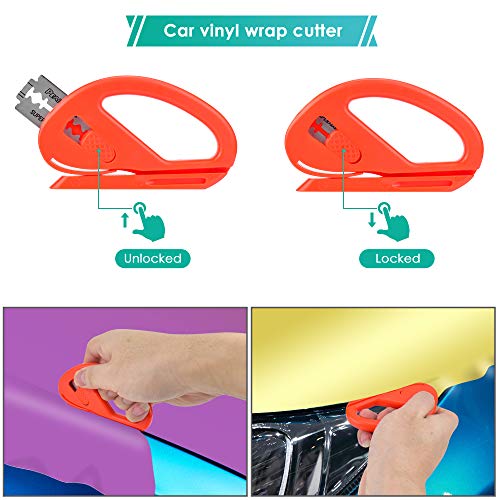 PACETAP Car Vinyl Wrap Tool kit 35pcs, Window Tint Tools Kit Including Package Bag, Felt Squeegee, Edge Trimmer, Soft Corner Squeegee, Retractable Kinfe and 10*Kinfe Blades, Carving Knife, Cut Knife - size: 35