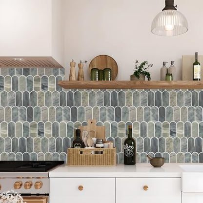 Vamos Tile Thicker Peel and Stick Backsplash Tile,Grayish Blue,10 Sheets - color: Grayish Blue with White Grout