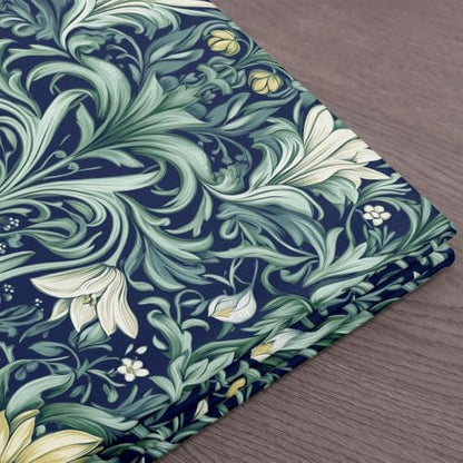 Garden Women Floral Beige Green Flowers Fabric by The Yard 1 Yard Leaves - color: Beige Green, size: 1 Yard