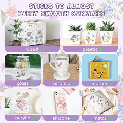 Joeyan 3 Sheets Rub On Transfers for Crafts and Furniture Daisy Rub on Transfer Sticker Flowers Butterfly Decals for Wood Glass Metal Canvas Porcelain Plastic DIY Craft Home Decor, 6" x12" - style: Daisy