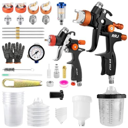 819 HVLP Air Spray Gun Kits, 2Pcs Large/Small Automotive Paint Gun 4Nozzles