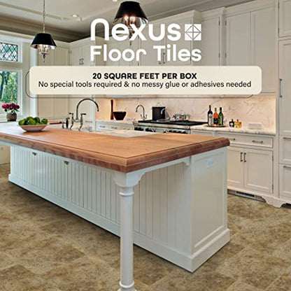 Nexus Self Adhesive 12-Inch Vinyl Floor Tiles, 20 Tiles, 12 x 12 in - color: Granite, style: Marble look