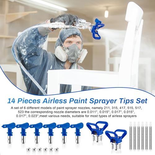 14 Pieces Airless Paint Sprayer Tips Set, Reversible Spray Tips