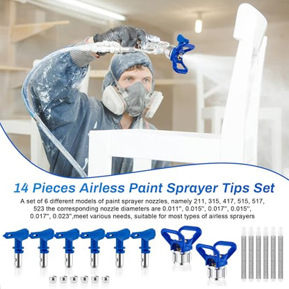 14 Pieces Airless Paint Sprayer Tips Set, Reversible Spray Tips