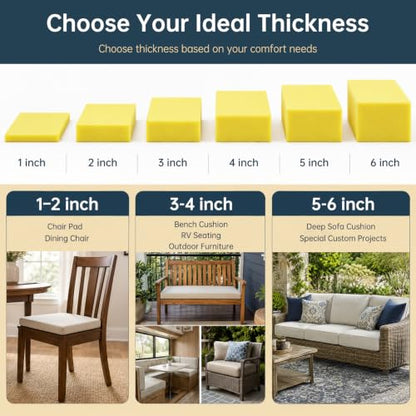 Custom Cut Foam High Density Upholstery Foam Replacement Cushion Pad