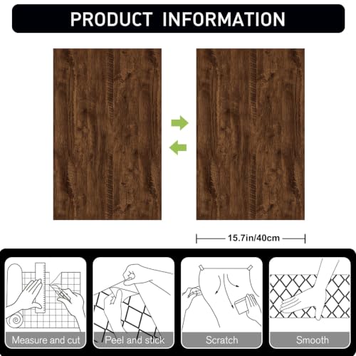 Wood Grain Contact Paper 15.7" x 236" Peel and Stick Wallpaper Brown - color: Brown, size: 15.7" x 236"