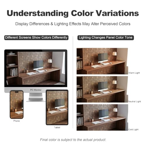 WoveN SounD Acoustic Wall Panels, Teak, 16 Pack, 12x12 in - color: Metre, Teak, 16 Pack