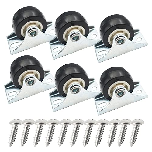 1 inch Fixed Plate Casters PVC,No Bearing,Max 6kg Load, Red-6 Pcs - style: Black Rigid_1 inch