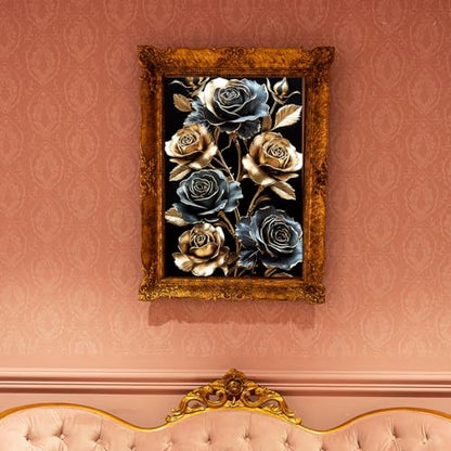 Peacoblue Black and Gold Rose Rub On Transfers for Furniture Craft 6"x12" - style: Black and Gold Rose
