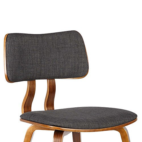 Armen Living Jaguar Mid-Century Dining Chair in Walnut Wood and Charcoal Fabric - Set of 4 - color: Charcoal/Walnut, size: Set of 4