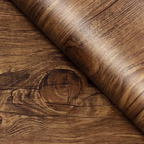 FunStick 15.8" x 240" Brown Wood Contact Paper Thick Birch Wood Wallpaper Peel and Stick Wood Grain Contact Paper Self Adhesive Removable Wood Wall Paper Roll for Countertops Cabinets Furniture Desk - color: Brown, size: 15.8" x 240"