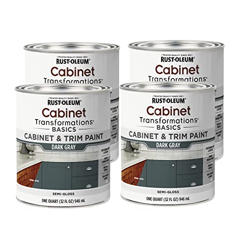 Rust-Oleum Cabinet Transformations & Trim Paint, Dark Gray, Quart - color: Dark Gray, size: 32 Fl Oz (Pack of 4)