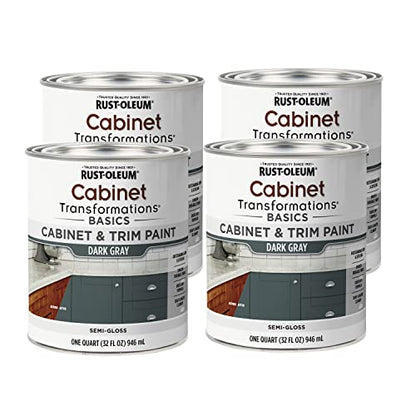 Rust-Oleum Cabinet Transformations & Trim Paint, Dark Gray, Quart - color: Dark Gray, size: 32 Fl Oz (Pack of 4)