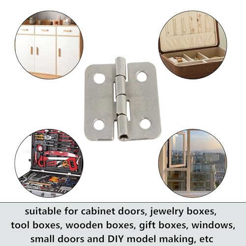 40Pcs 0.7”x0.63” Mini Retro Hinges, Rectangle Iron Box Hinges, Small Hinges for Wooden Cabinet Jewelry Box Case, Silver - color: Silver