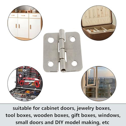 40Pcs 0.7”x0.63” Mini Retro Hinges, Rectangle Iron Box Hinges, Small Hinges for Wooden Cabinet Jewelry Box Case, Silver - color: Silver