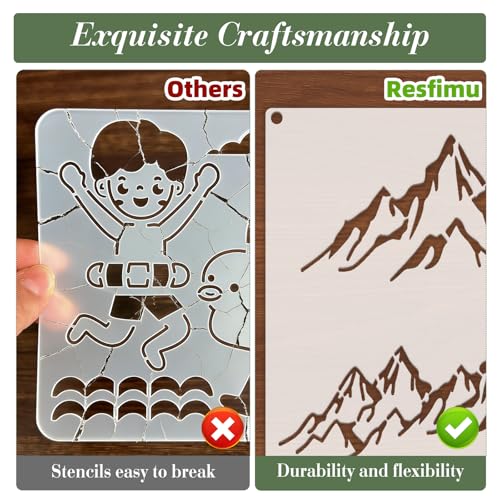 15Pcs Mountains and Animals Stencils for Crafts Reusable(5.9X5.9 Inch) - color: Animals