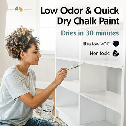 Chalky Chicks Buttermilk 16 Fl Oz Chalk Paint for Furniture All in One - color: Buttermilk (White), size: 16 Fl Oz (Pack of 1)