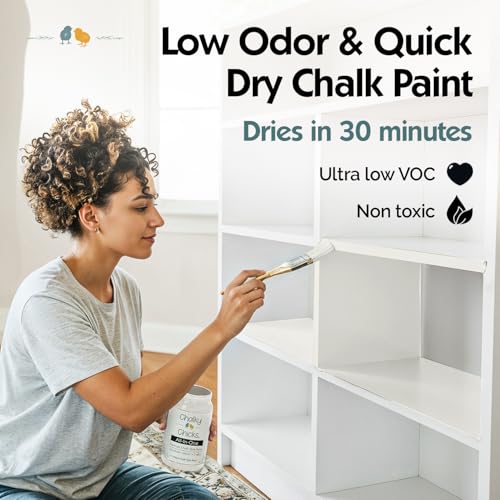 Chalky Chicks Buttermilk 32 Fl Oz Chalk Paint for Furniture All in One - color: Buttermilk (White), size: 32 Fl Oz (Pack of 1)