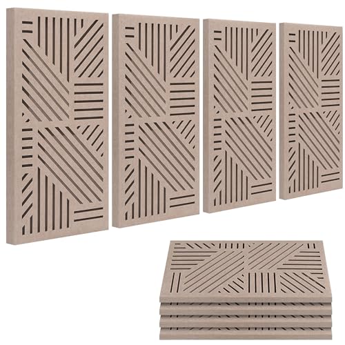 BUBOS 4 Pcs Decor Acoustic Panel 23.6x11.8" Self Adhesive Acoustic Wall Art - color: Camel