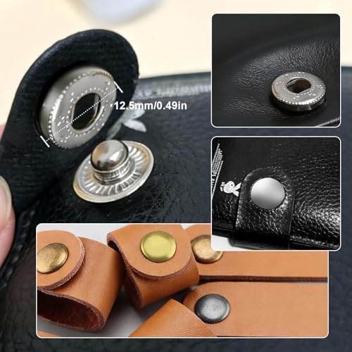 NXTOV Metal Snap Buttons with Hammer, Setter Tools, 120 Sets, 12.5mm - style: 12.5mm with Hammer