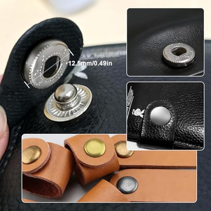 NXTOV Metal Snap Buttons with Hammer, Setter Tools, 120 Sets, 12.5mm - style: 12.5mm with Hammer