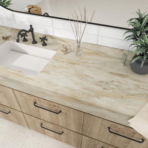 VEELIKE Slate Beige Marble Contact Paper for Countertops Peel and Stick Waterproof Onyx Marble Wallpaper 15.7''x118'' Self Adhesive Countertop Contact Paper for Kitchen Bathroom Counters Table Desk - size: 15.7" x 118"