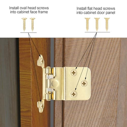 Gold Cabinet Hinges, 3/8” Inset, 4 Pack - color: Gold, size: 3/8 Inch Inset